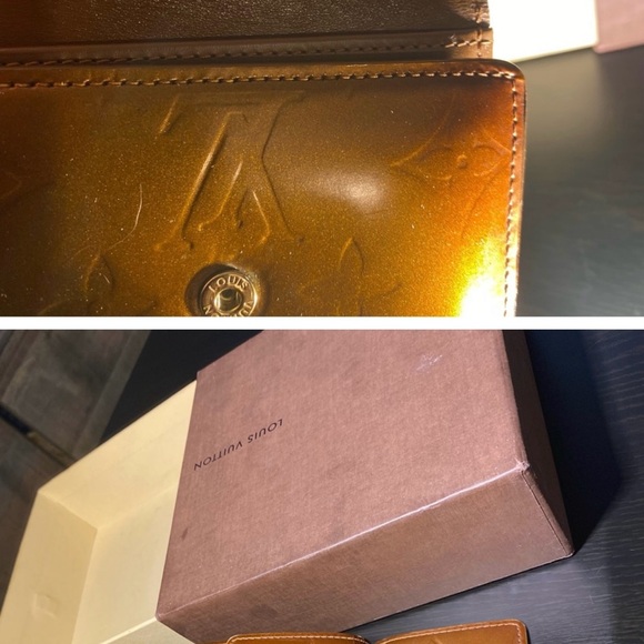 LOUIS VUITTON MONOGRAM VERNIS ELISE COPPER brown leather wallet M91170 LV H6662 - Picture 6 of 8